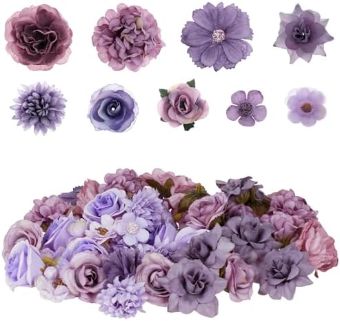Faux Flowers Heads Small Decorative Flowers for Crafts Cake Wreath Garlands Wedding Table Home Decoration (54, purple) by phnydreg