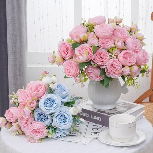 2 Packs Peonies Artificial Flowers, Light Pink Silk Artificial Peonies - Image 2