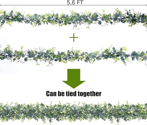 Sggvecsy Artificial Eucalyptus Garland 8 Pack Fake Eucalyptus Greenery Garland Faux Hanging Plants Artificial Vines, 5.6 Feet/Strand for Wedding Backdrop Arch Wall Table Party Outdoor Festival Decor - Image 6