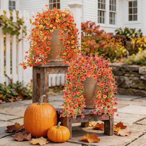 Hommyea Artificial Fake Fall Flowers Plants for Outdoors Mums Home Decor - Image 6