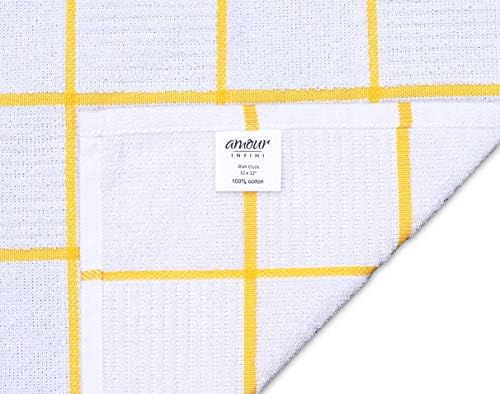 AMOUR INFINI Dish Cloths for Washing Dishes Set of 8 - Highly Absorbent, Super Soft Kitchen Dishcloths - Reusable Quick Dry Dish Rags for Cleaning & Drying Kitchen Linens (12x12 Inch - Yellow) - Image 5