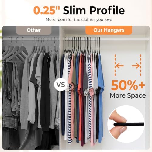 HOUSE DAY Black Plastic Hangers 16 Pack – Slim Space Saving Clothes Hangers - Image 4