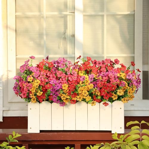 Artificial Flowers for Outdoors, 16 Bundles UV Resistant Realistic Faux Silk Flowers, Fake Plants for Outside Planter Front Porch Patio Balcony Window Box Garden Yard Farmhouse - Image 4