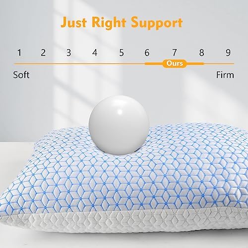 Love Attitude Bed Pillow Queen Size 1 Pack, Shredded Memory Foam Pillow Adjustable，Cooling Pillow Soft and Supportive for Side Back Stomach Sleepers - Image 5