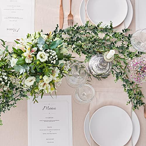 Sggvecsy Artificial Eucalyptus Garland 8 Pack Fake Eucalyptus Greenery Garland Faux Hanging Plants Artificial Vines, 5.6 Feet/Strand for Wedding Backdrop Arch Wall Table Party Outdoor Festival Decor - Image 3