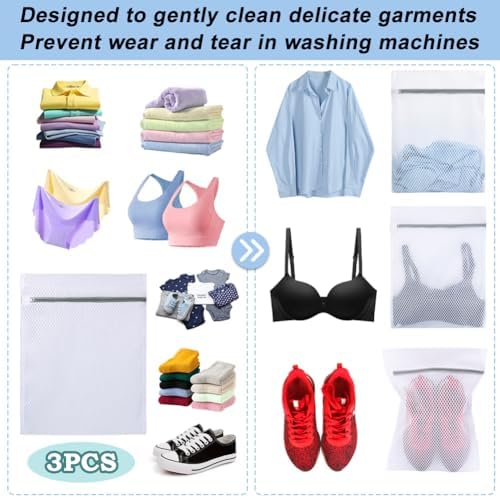 Vivifying Mesh Laundry Bags, 3 Pack, 12.5 x 16 Inch Zipper Wash Bags - Image 2