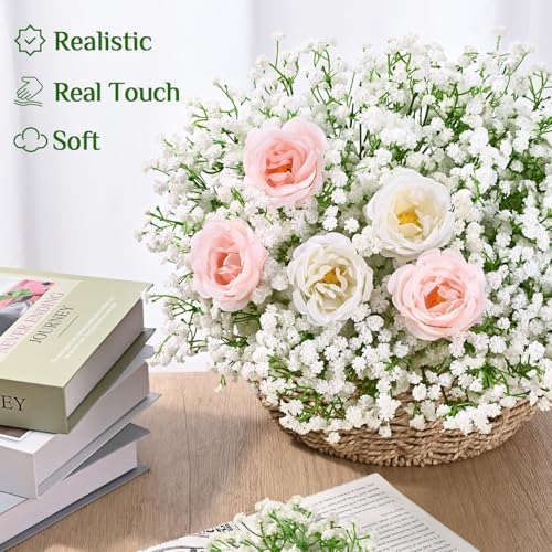 100Pcs Baby Breath Flowers Artificial Bulk, White Babys Breath Fake Flowers - Image 2