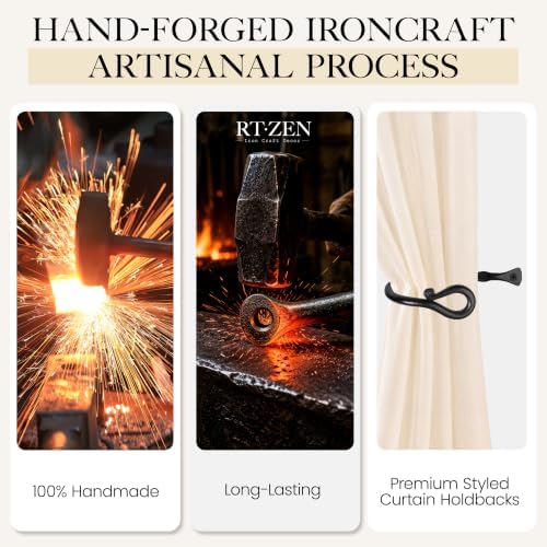 RTZEN Metal Curtain Tiebacks, Drapery Holders for Wall, 2 Pcs - Image 3