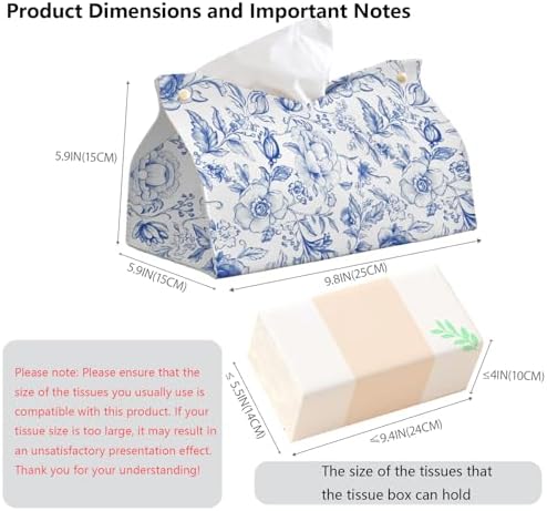 Blue Chinoiserie Tissue Box Cover Rectangle for Desk Decor - Image 7