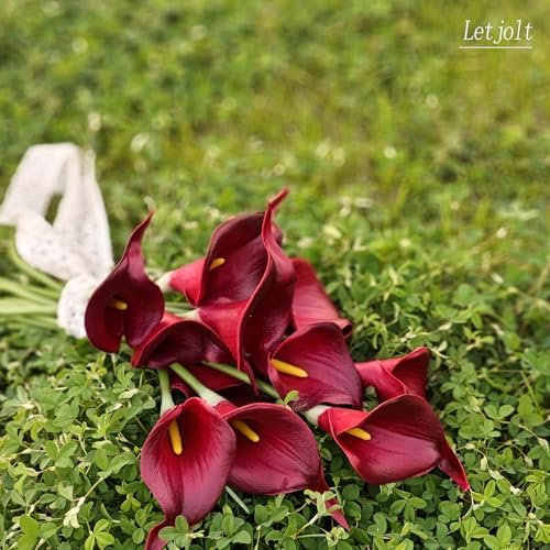 Letjolt Artificial Calla Lily Flowers 12Pcs, Dark Red - Image 5