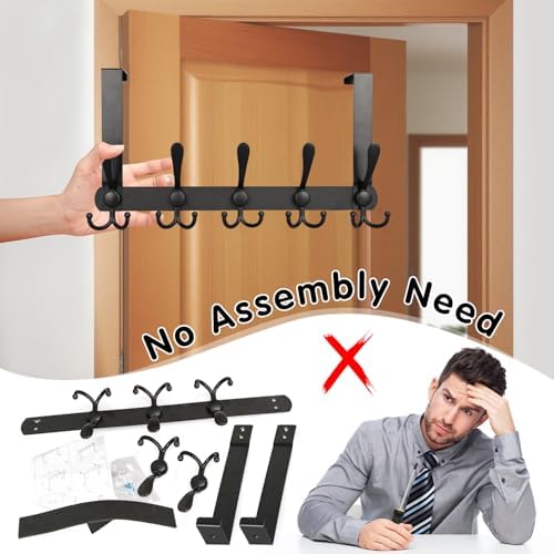 DkOvn 2 Pack Over The Door Hooks, No Assembly Required Door Hanger Hook - Image 2