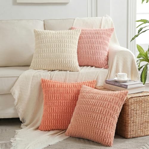 Fancy Homi 4 Packs Decorative Throw Pillow Covers for Living Room Couch Bed, Modern Farmhouse Boho Home Décor Accent Cushion Case, 28" x 28", Pink Series by Fancy+Homi