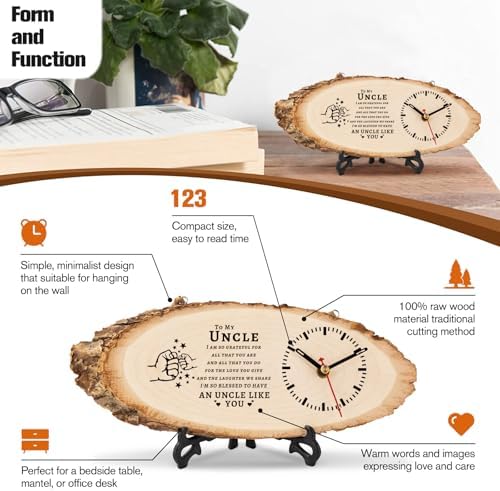BeauGift Uncle Gifts, Wooden Clock Uncle Birthday Gifts from Niece Nephew - Image 4