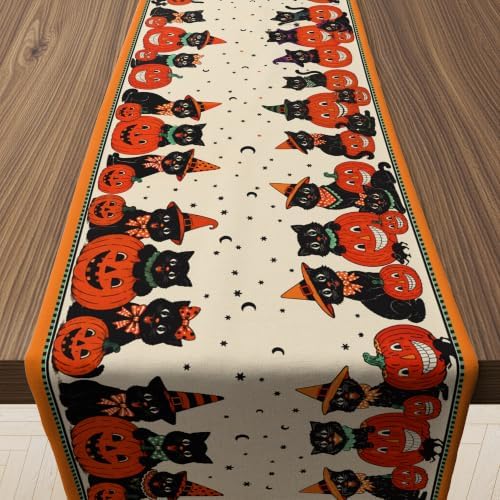 Halloween Decorations - Retro Halloween Table Runner for Home Party Decor by OHOME