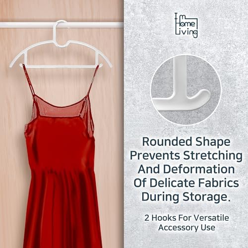 15" Compact Slim & Slimlink Interlocking Clothes Hangers, Space-Saving Lightweight Plastic Hangers for Small Closets, Dorms, Apartments, Travel, RVs & Petite Clothing (White, 50) - Image 5
