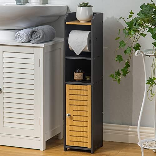 AOJEZOR Toilet Paper Holder Stand: No Drill Fit Small Bathroom for Renters - Image 2