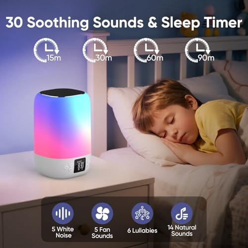 Nightlight Bluetooth Speaker Alarm Clock, Sound Machine with White Noise - Image 4