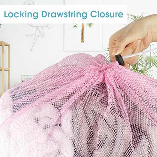 2 Pack Mesh Laundry Bags 23x34 Inch Drawstring Locking for Travel Home - Image 3