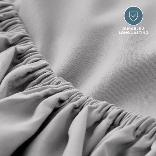 Bare Home Full XL Fitted Sheet - 1800 Ultra-Soft (Full XL, Light Grey) - Image 5