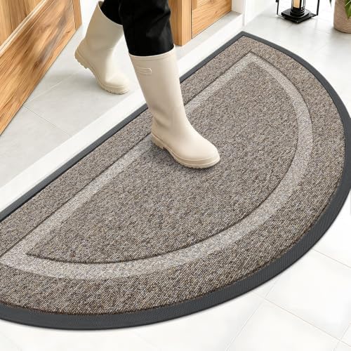 OLANLY Half Circle Front Door Mat Outside 47x23 All-Season Rubber Doormat by OLANLY