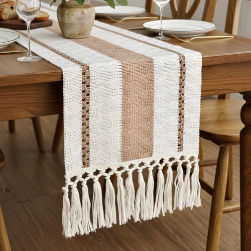 FEXIA Boho Table Runner with Tassels 12x36 Inch for Fall Home Decor - Image 7