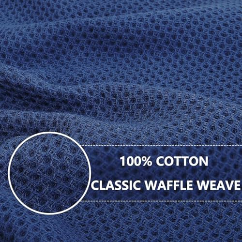 Homaxy 100% Cotton Waffle Weave Kitchen Dish Towels 4-Pack, Navy Blue - Image 2