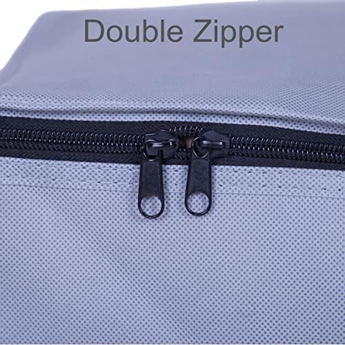 Zippered Clothes Storage Bags with Plastic Clear Window and Sturdy Handles Great for seasonal storage, Bedding, Blankets,Foldable with Sturdy Zipper, 2 Pack, Grey (Medium, Grey-2Pack) - Image 4