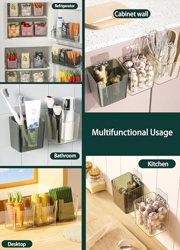 Lae Nuvole 2 Pack Adhesive Wall Storage Bins, Cabinet Door Organizer, Clear - Image 2