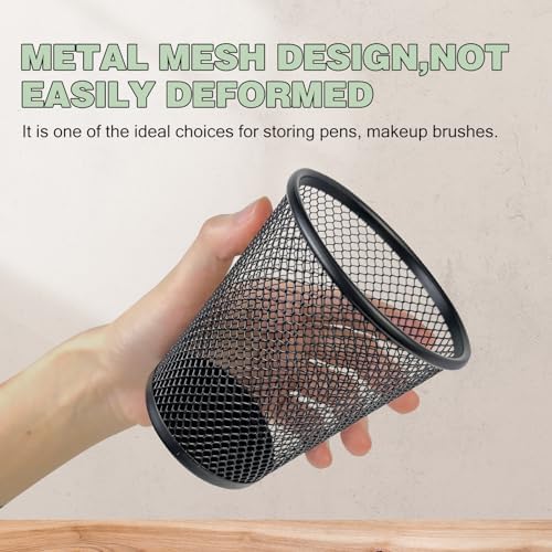 12 Packs Pen Holders, Mesh Pen Cup, Metal Pencil Holders for Desk - Image 5