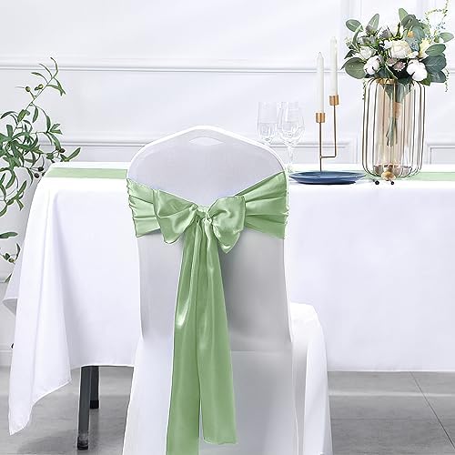 SiinvdaBZX 24 Pcs Sage Green Satin Table Runner 12 x 108 inches Long - Image 6