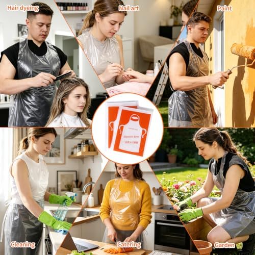 Disposable Aprons for Adults, Large Clear Plastic Aprons - Image 4
