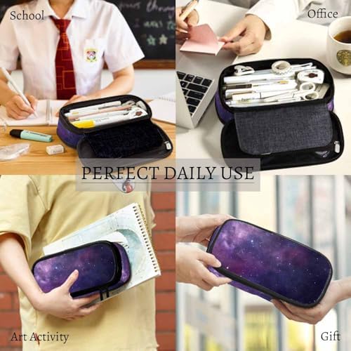 Yekiua Eggplant Sky Pencil Case Organizer Space Star Constellations Gloomy Atmosphere Heavenly Bodies College Office Big Capacity Pencil Bag - Image 5