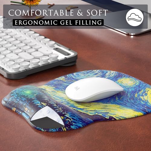 MROCO Ergonomic Mouse Pad with Gel Wrist Rest, 9.4 x 8.1 in, Starry Night - Image 4