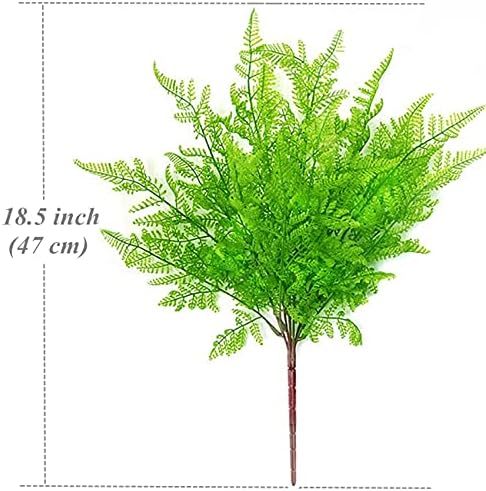 Artificial Plants, Plastic Grass Fern Shrubs Leaves Fake Bushes Outdoor Indoor Greenery Home Garden Décor Verandah Planting Filler Table Centerpieces Arrangements DIY Decoration 4 Pack - Image 5
