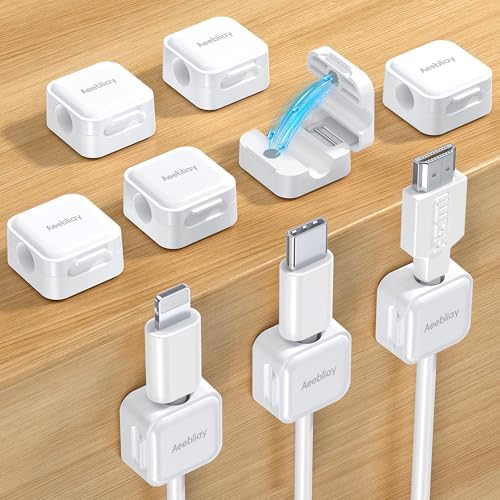 9 Pack Magnetic Cable Clips Cord Organizer,Desk Cable Management Accessories,Cord Clips,Adhesive USB Wire Holder Keeper Organizer for Home Office Desk Phone Car Wall Desktop Nightstand cable organizer by Aeebliay