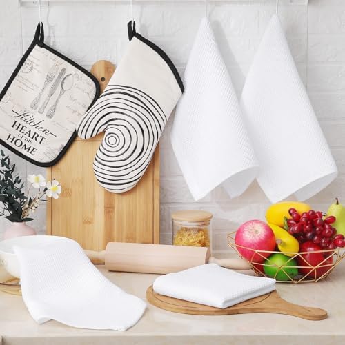 Homaxy 100% Cotton Waffle Weave Kitchen Dish Cloths 8-Pack, White - Image 6