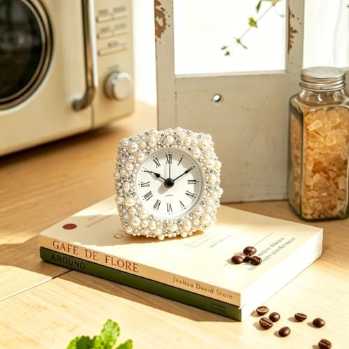 Vintage Table Clock, Silver Shelf Clock, Small Clock for Home Bedroom Office Desktop Decor - Image 5
