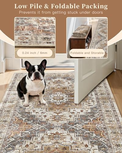 Madane Hallway Runner Rug 2x5 Washable Entry Rugs Non-Slip, Turmeric/Grey - Image 6