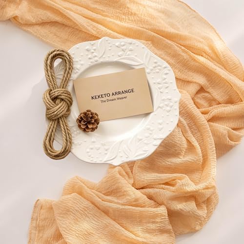 3Pcs Deep Beige Cheesecloth Table Runner 120 Inches for Party Home Decor - Image 4