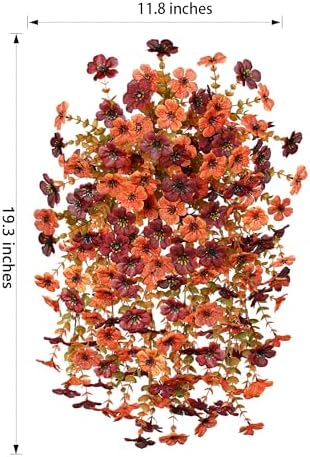 HyeFlora Artificial Autumn Flowers for Outdoors Fall Light Orange & Brown Daisy, Fake Hanging Decoration, 2Pcs Outside Decor, Realistic Plants, Silk Flower for Porch Patio Balcony Planter Yard - Image 3