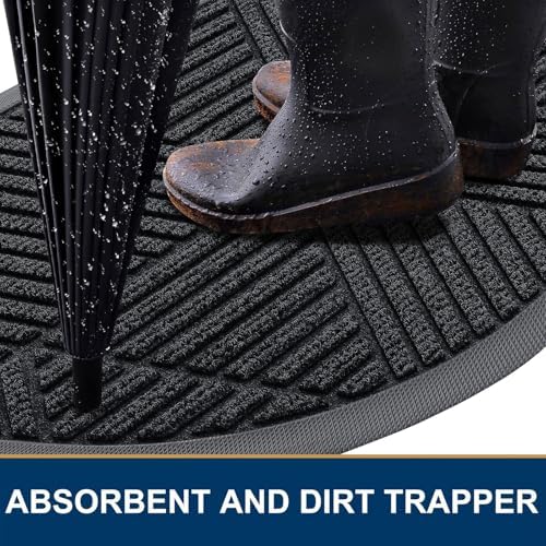 Smiry Half Circle Front Door Mat Outside Entrance, Rubber Doormat, 35x23 - Image 3