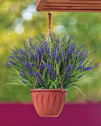 ZINHO 24 Bundles Artificial Flowers Outdoor, Faux Lavender Flowers with Grass UV Resistant Artificial Plants for Outdoor Outside Hanging Planter Window Box Garden Patio Front Porch Decor - Image 6