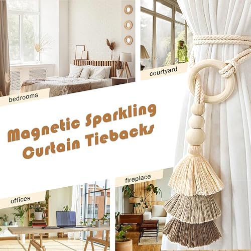 SRG Curtain Tiebacks for Curtains 2 Pack, Decorative Curtain Holdbacks for Drapes, Handmade Tie Backs No Drilling for Home Bedroom Window Decor – Tassel Beige - Image 7