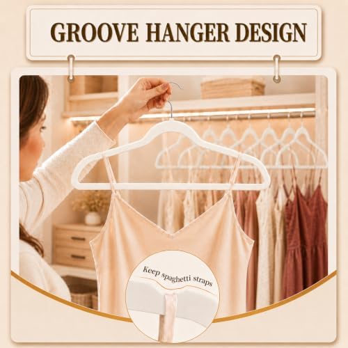 Velvet Felt Hangers 50 Pack, Non Slip, Slim, Space Saving, White - Image 3