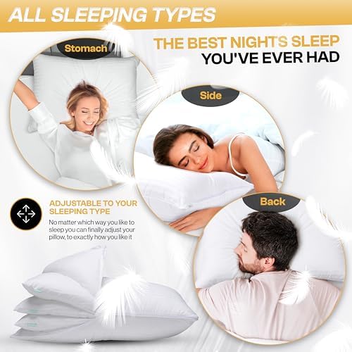 EverSnug Adjustable Layer Luxury Set of 2 Pillows for Side, Front & Back Sleepers, Cooling Hotel Pillows with 3 Layers, Goose Feather Pillow for Sleeping, Neck & Back Support (King) - Image 3
