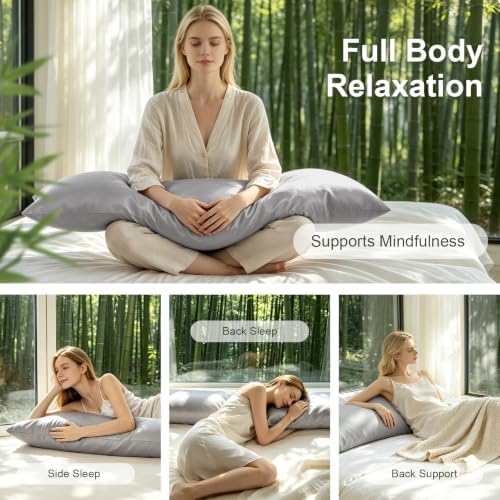 Cooling Weighted Body Pillow for Hot Sleepers and Mood Relaxation(41" x 10") 6.5lbs, Rayon Derived from Bamboo Pillowcase, Quilted Glass Beads Weighted Pillows for Bedroom, Sofa, Adults, Side sleepers - Image 6