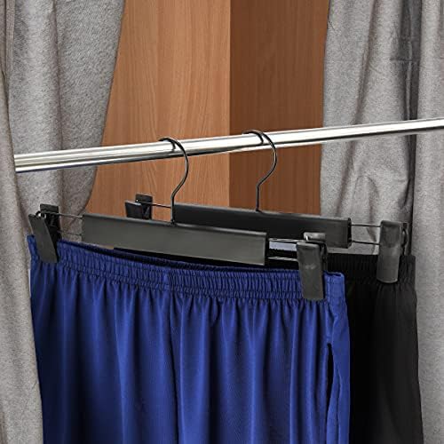 GUANJUNE Clothes Pants Hangers, Space-Saving Skirt Holders with 360 ° Swivel Hooks, Adjustable Clips, Trouser Hangers, Clothes Coat Garment Jeans Hangers (20 Pack, Black) - Image 7