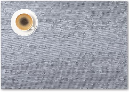 Placemats Set of 12 - Easy Clean Woven Vinyl Placemat for Dining Table, Indoor/Outdoor Place Mats, Washable PVC Table Mats（Gray） by Unknown