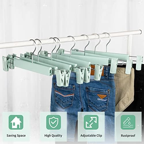 Pants Hangers with Clips, Skirt Hangers, 20 Pack, Light Green - Image 2