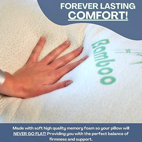 Memory Foam Rayon Bamboo Pillows Queen Size Set of 2 for Sleeping [Adjustable] - Cool & Breathable Cover with Zipper Rayon Bamboo Pillowcase - Relieves Neck Pain - Back/Stomach/Side Sleeper - Image 4